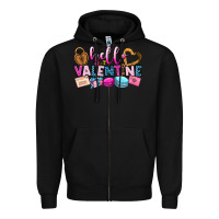 Black hello valentine Zipper Hoodie - OliviaCreatesArt