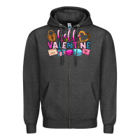 Charcoal Heather hello valentine Zipper Hoodie - OliviaCreatesArt