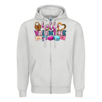 Dove Grey hello valentine Zipper Hoodie - OliviaCreatesArt