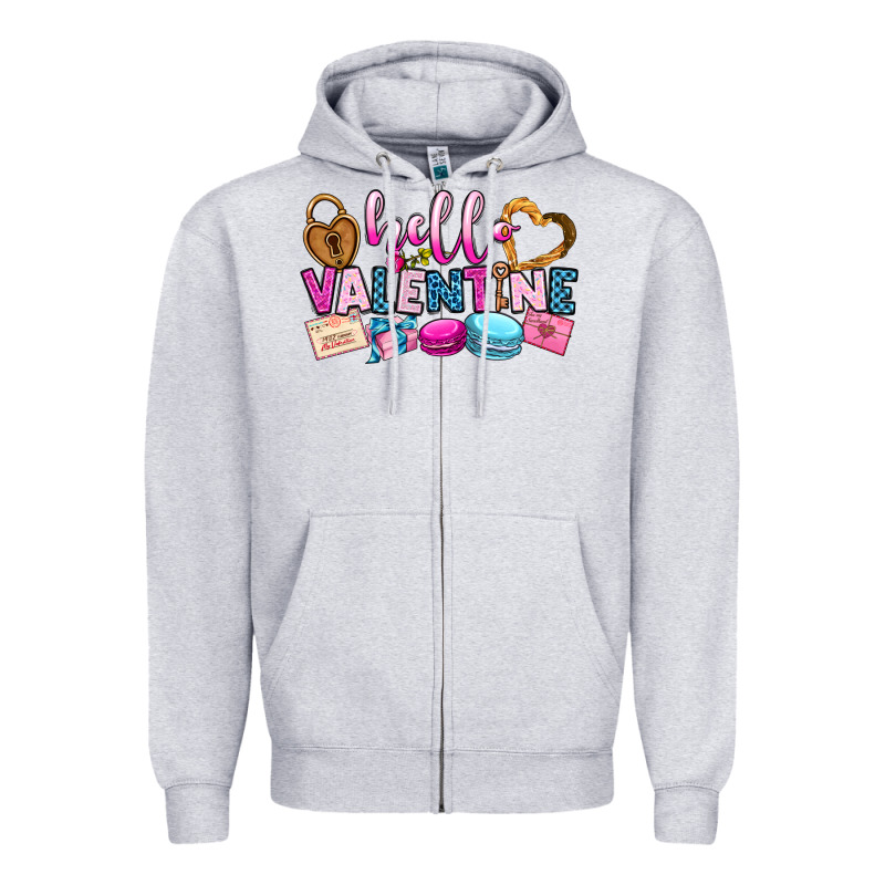 Hello Valentine Zipper Hoodie by OliviaCreatesArt | Teevron