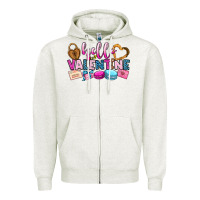 Oatmeal Heather hello valentine Zipper Hoodie - OliviaCreatesArt