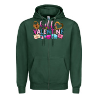 Sports Green hello valentine Zipper Hoodie - OliviaCreatesArt