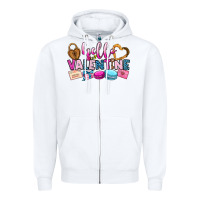 White hello valentine Zipper Hoodie - OliviaCreatesArt