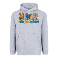 Heather Grey Peace Love Hannukah Heavyweight Hoodie - BundleAndBundleShop