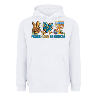 White Peace Love Hannukah Heavyweight Hoodie - BundleAndBundleShop