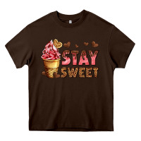 Chocolate Brown stay sweet Heavy Core Tee - AdoDesignShop