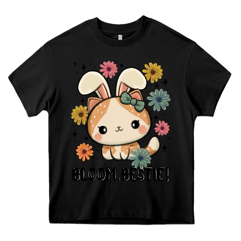 Bloom Bestie Cat Heavy Core Tee by MaliasSmallBusiness | Teevron