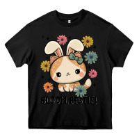 Black bloom bestie cat Heavy Core Tee - MaliasSmallBusiness