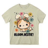 Mossy bloom bestie cat Heavy Core Tee - MaliasSmallBusiness