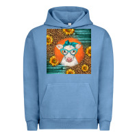 Pigment Pebble Blue charolais cow Urban Hoodie - LillyAllenDesigns