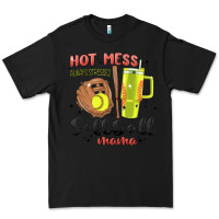 Black hot mess always stressed softball mama stanley cup Premium Tee - MaliasSmallBusiness