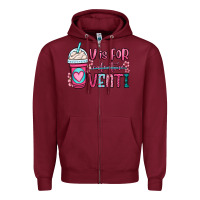Burgundy v is for valentine venti coffee cup Zipper Hoodie - OliviaCreatesArt