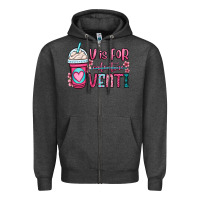 Charcoal Heather v is for valentine venti coffee cup Zipper Hoodie - OliviaCreatesArt
