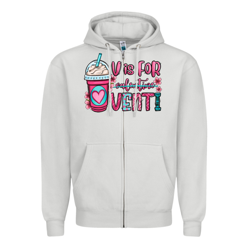 V Is For Valentine Venti Coffee Cup Zipper Hoodie by OliviaCreatesArt | Teevron