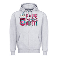 Heather Grey v is for valentine venti coffee cup Zipper Hoodie - OliviaCreatesArt