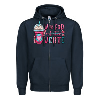 Navy v is for valentine venti coffee cup Zipper Hoodie - OliviaCreatesArt