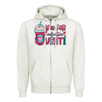 Oatmeal Heather v is for valentine venti coffee cup Zipper Hoodie - OliviaCreatesArt
