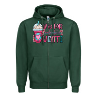 Sports Green v is for valentine venti coffee cup Zipper Hoodie - OliviaCreatesArt