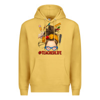 Antique Gold messy bun teacher life Premium Hoodie - RanaPortraitStore