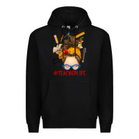 Black messy bun teacher life Premium Hoodie - RanaPortraitStore