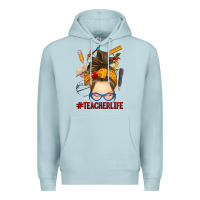 Blue Mist messy bun teacher life Premium Hoodie - RanaPortraitStore