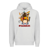 Dove Grey messy bun teacher life Premium Hoodie - RanaPortraitStore