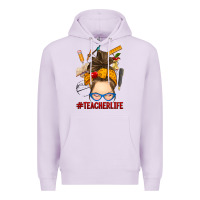 Lilac messy bun teacher life Premium Hoodie - RanaPortraitStore