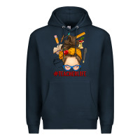 Navy messy bun teacher life Premium Hoodie - RanaPortraitStore