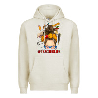 Oatmeal Heather messy bun teacher life Premium Hoodie - RanaPortraitStore