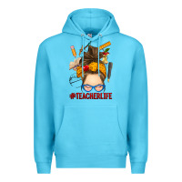 Ocean Blue messy bun teacher life Premium Hoodie - RanaPortraitStore