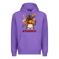 Purple messy bun teacher life Premium Hoodie - RanaPortraitStore