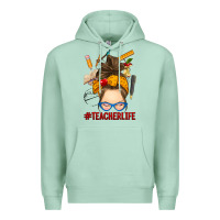 Seafoam messy bun teacher life Premium Hoodie - RanaPortraitStore