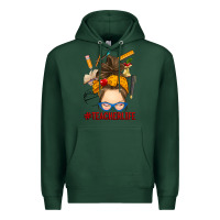 Sports Green messy bun teacher life Premium Hoodie - RanaPortraitStore