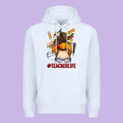 Messy Bun Teacher Life Premium Hoodie Designed By Ranaportraitstore