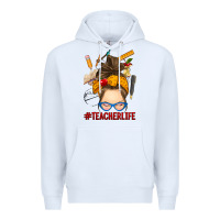 White messy bun teacher life Premium Hoodie - RanaPortraitStore