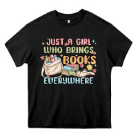 Black just a girl who brings books everywhere Heavy Core Tee - MaliasSmallBusiness