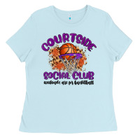 Baby Blue courtside social club Ladies Tee - MaliasSmallBusiness
