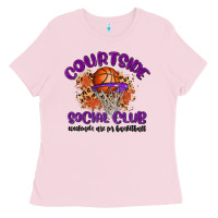 Bubblegum Pink courtside social club Ladies Tee - MaliasSmallBusiness