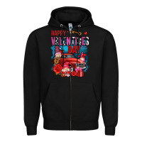 Black happy valentines day with gnomes and truck olivia Zipper Hoodie - OliviaCreatesArt