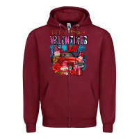 Burgundy happy valentines day with gnomes and truck olivia Zipper Hoodie - OliviaCreatesArt
