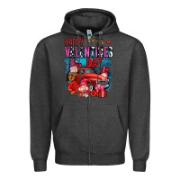 Charcoal Heather happy valentines day with gnomes and truck olivia Zipper Hoodie - OliviaCreatesArt