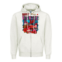 Oatmeal Heather happy valentines day with gnomes and truck olivia Zipper Hoodie - OliviaCreatesArt