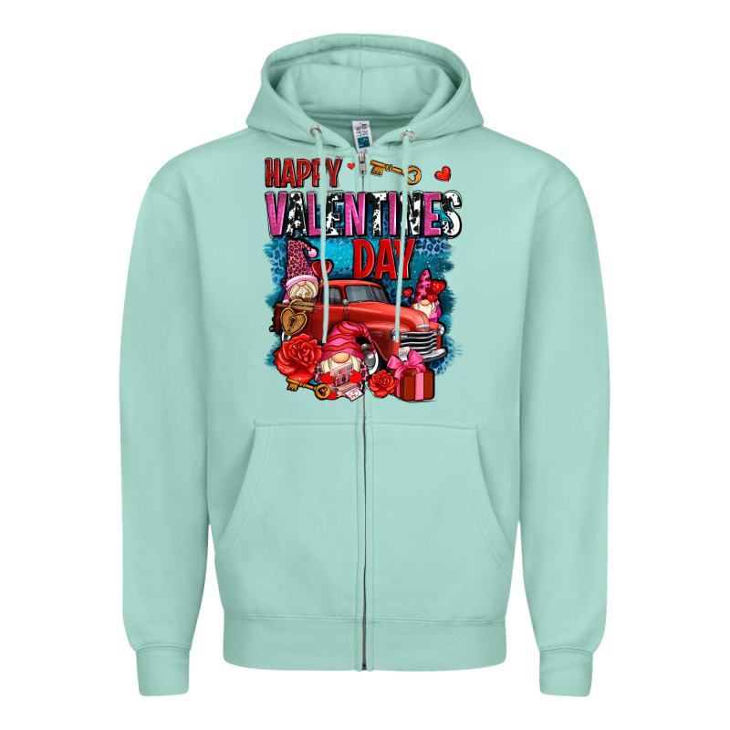 Happy Valentines Day With Gnomes And Truck Olivia Zipper Hoodie by OliviaCreatesArt | Teevron