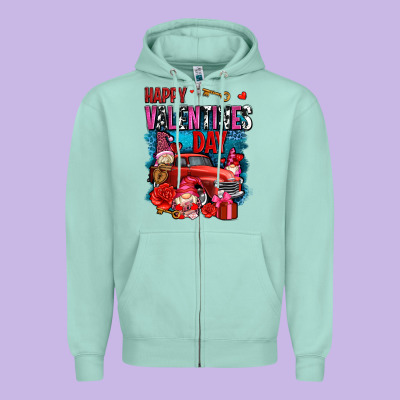 Happy Valentines Day With Gnomes And Truck Olivia Zipper Hoodie Designed By Oliviacreatesart