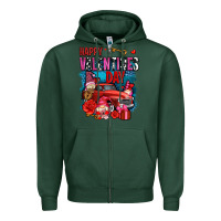 Sports Green happy valentines day with gnomes and truck olivia Zipper Hoodie - OliviaCreatesArt