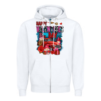 White happy valentines day with gnomes and truck olivia Zipper Hoodie - OliviaCreatesArt