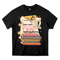 Black just a girl who brings books everywhere Heavy Core Tee - MaliasSmallBusiness