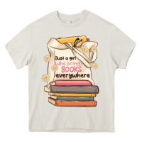 Cream just a girl who brings books everywhere Heavy Core Tee - MaliasSmallBusiness