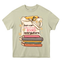 Mossy just a girl who brings books everywhere Heavy Core Tee - MaliasSmallBusiness
