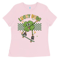 Bubblegum Pink lucky dude Ladies Tee - MaliasSmallBusiness